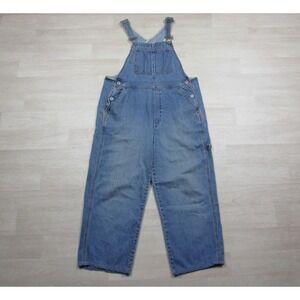 Vintage Y2K Gap Denim Bib Overalls Womens (L) Workwear Baggy Distressed SHORT